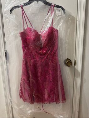 Hot Pink Sequin Mini Dress